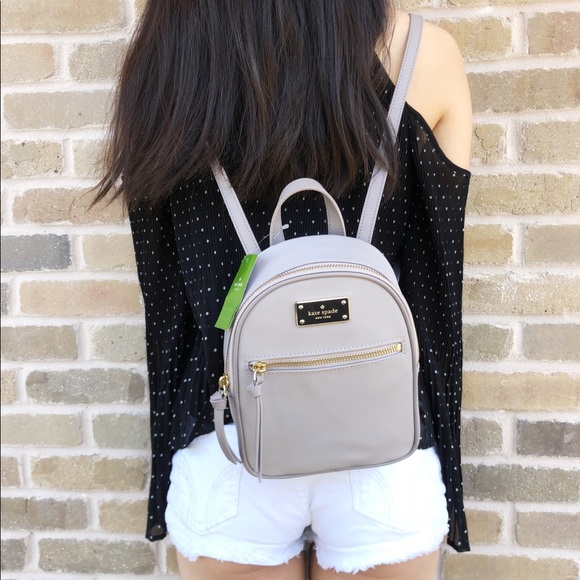 NWT Kate Spade Mini Bradley nylon backpack gray - Picture 3 of 7